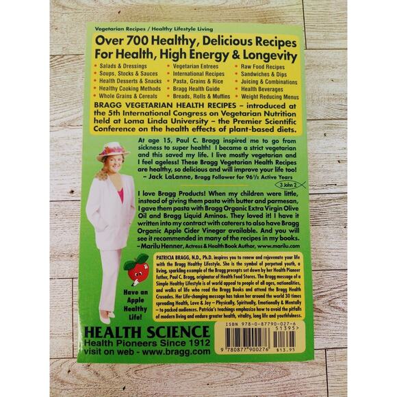 Vegetarian Health Cookbook Recipes For Super Energy Long Life - Bragg - PB - Picture 6 of 12